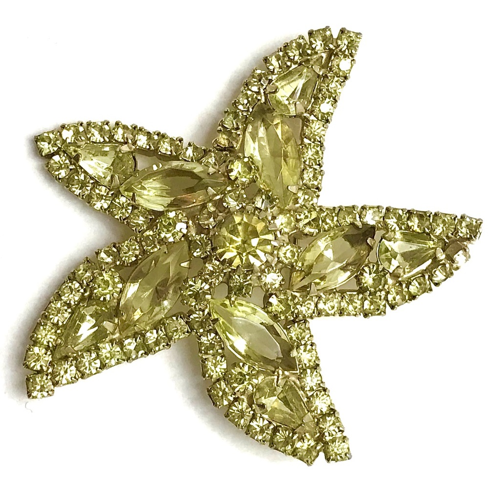 WEISS Brooch Vintage Rhinestone Starfish Star Pin